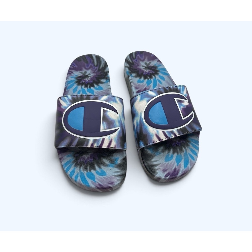 Champion Slides Tie Dye Women 10 Black Purple Teal New Sandals Classic #81